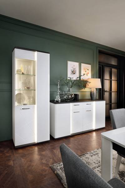 Dressoir met verlichting Piedera 182 cm wit/zwart