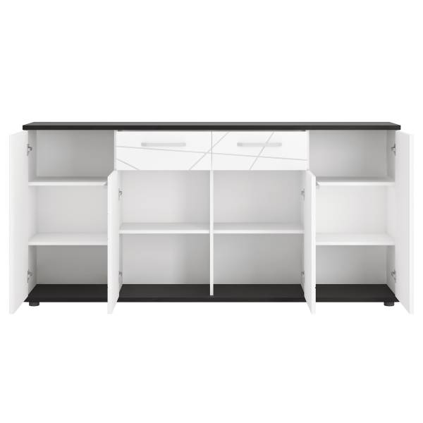 Dressoir met verlichting Piedera 182 cm wit/zwart