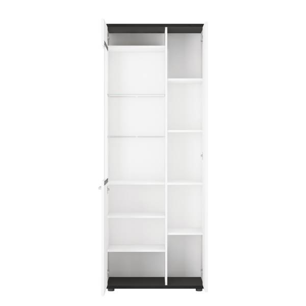 Credenza con vetrina illuminata Piedera Bianco / Nero - Anta in vetro a sinistra