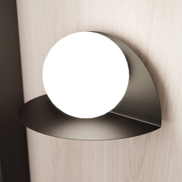 Wandlamp Form type B staal/opaalglas - zwart metaal/wit opaalglas
