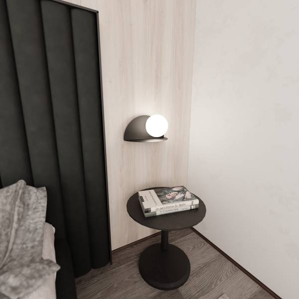 Wandlamp Form type B staal/opaalglas - zwart metaal/wit opaalglas