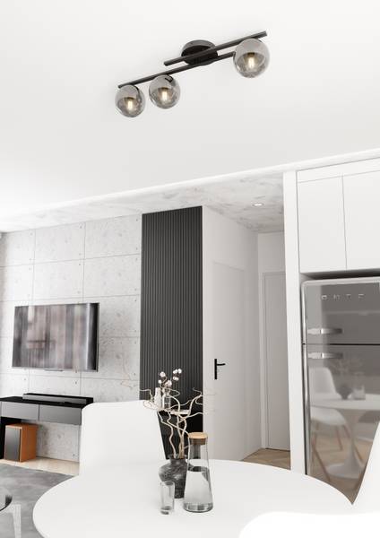 Deckenleuchte Kairo Stahl / Rauchglas - Glas Schwarz - Flammenanzahl: 3