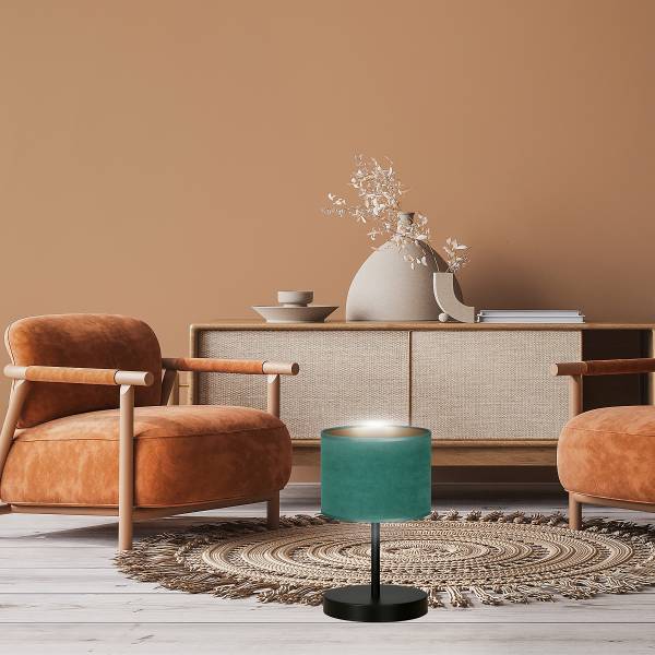 Tafellamp Hilde staal/katoen - donkergroen