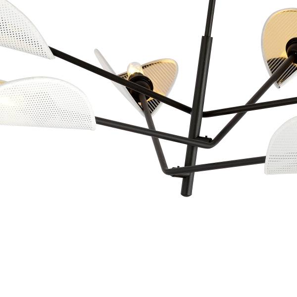 Deckenleuchte Vene Stahl / Polyamid - Weiß / Gold - Flammenanzahl: 6