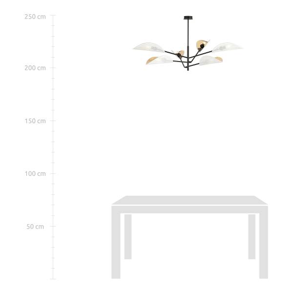 Deckenleuchte Vene Stahl / Polyamid - Weiß / Gold - Flammenanzahl: 6