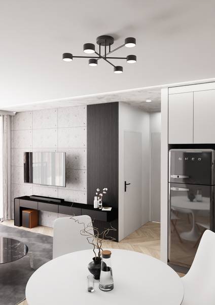 Deckenleuchte Halo Stahl - Schwarz - Flammenanzahl: 6