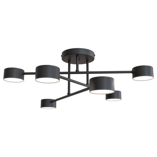 Deckenleuchte Halo Stahl - Schwarz - Flammenanzahl: 6