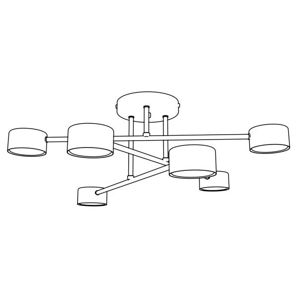 Deckenleuchte Halo Stahl - Schwarz - Flammenanzahl: 6