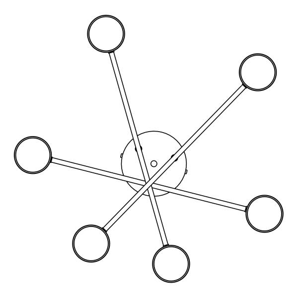Deckenleuchte Halo Stahl - Schwarz - Flammenanzahl: 6