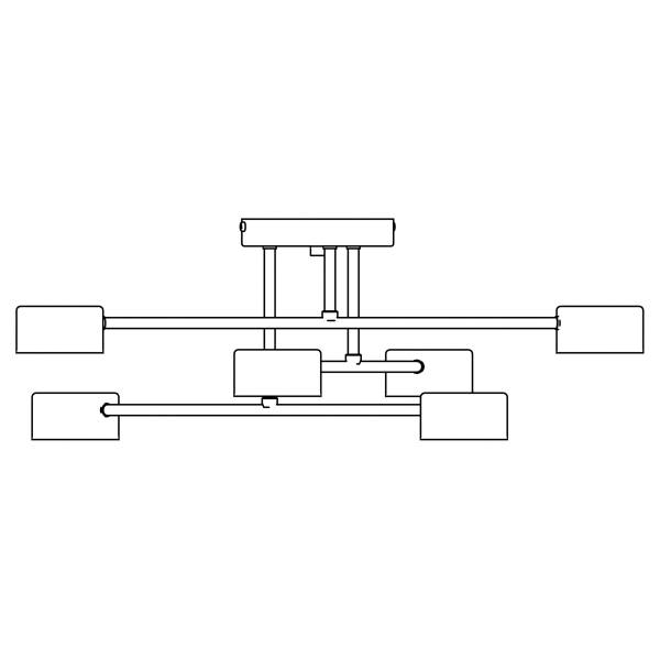 Deckenleuchte Halo Stahl - Schwarz - Flammenanzahl: 6