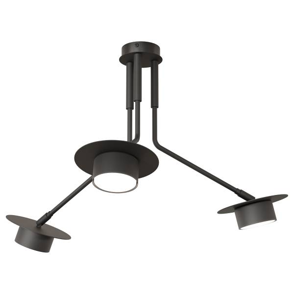 Plafonnier Mizu Acier - Noir - Nb d'ampoules : 3
