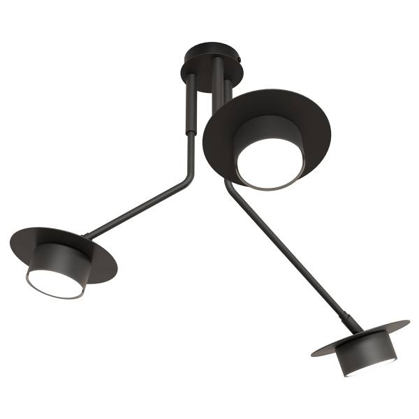 Plafonnier Mizu Acier - Noir - Nb d'ampoules : 3