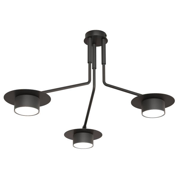 Plafonnier Mizu Acier - Noir - Nb d'ampoules : 3
