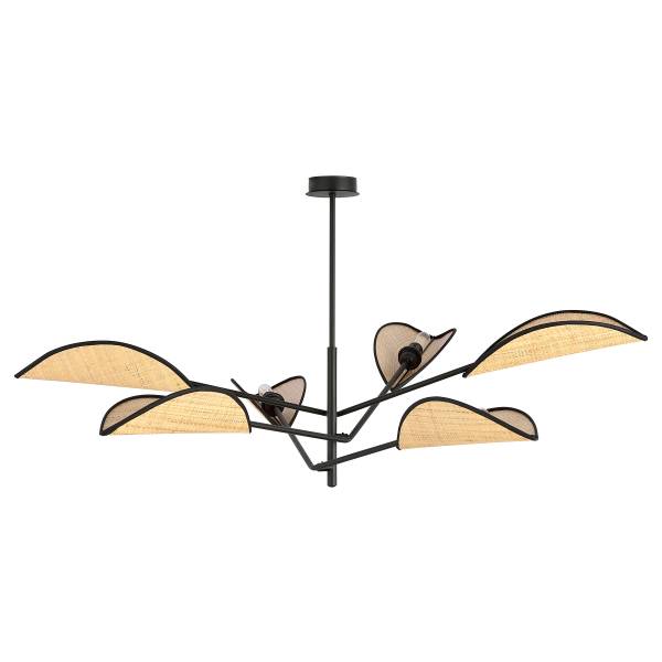 Deckenleuchte Vene Stahl - Schwarz / Beige - Flammenanzahl: 6