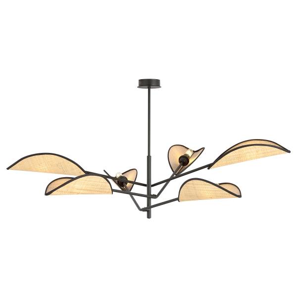 Deckenleuchte Vene Stahl - Schwarz / Beige - Flammenanzahl: 6