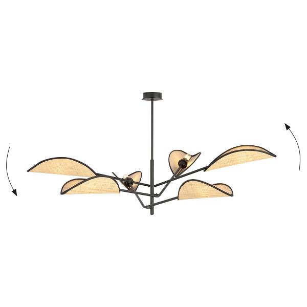 Deckenleuchte Vene Stahl - Schwarz / Beige - Flammenanzahl: 6