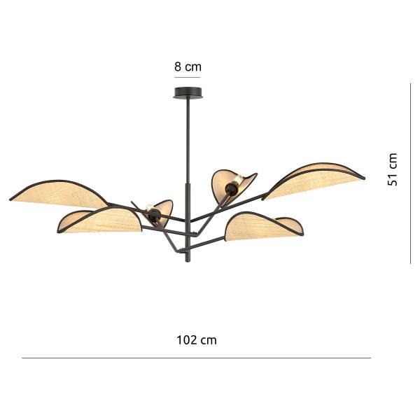 Deckenleuchte Vene Stahl - Schwarz / Beige - Flammenanzahl: 6