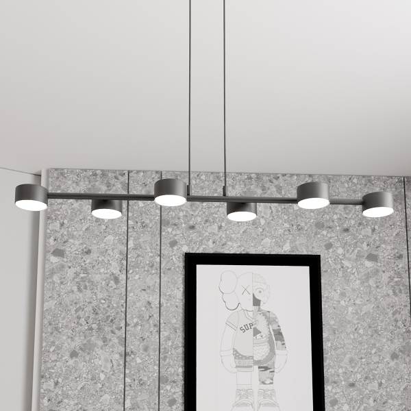 Hanglamp Megara staal - zwart - Aantal lichtbronnen: 6