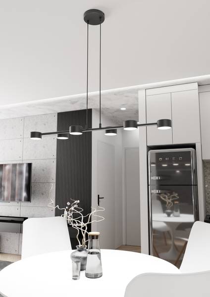 Hanglamp Megara staal - zwart - Aantal lichtbronnen: 6
