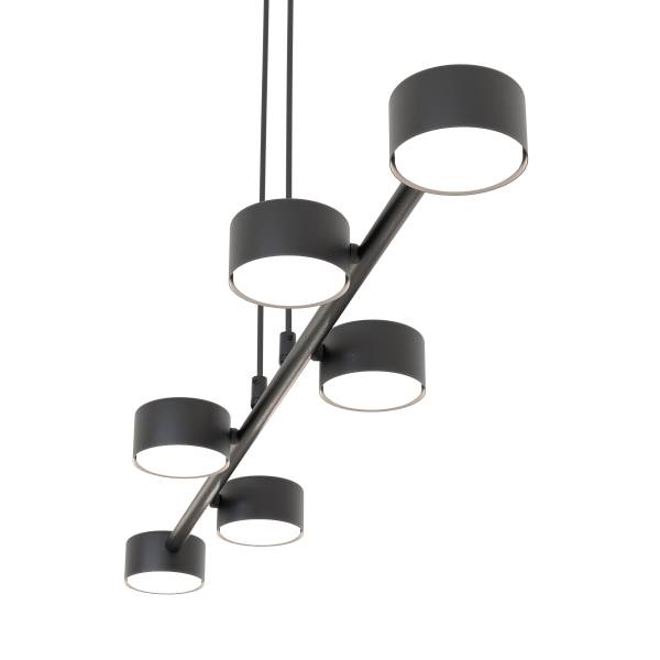 Hanglamp Megara staal - zwart - Aantal lichtbronnen: 6