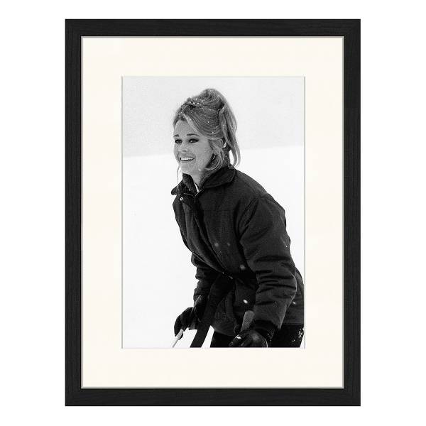 Tableau déco Brigitte Bardot neige Hêtre massif - Verre acrylique - 33 x 43 cm