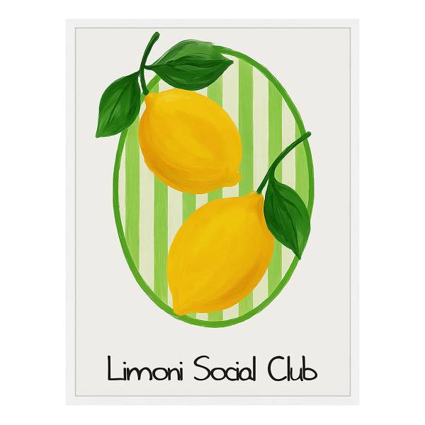 Quadro Limoni Social Club Faggio massello - Vetro acrilico - 63 x 83 cm