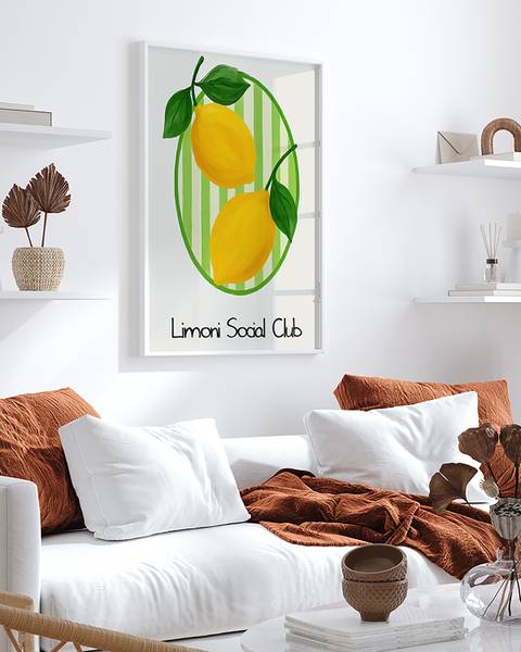 Quadro Limoni Social Club Faggio massello - Vetro acrilico - 63 x 83 cm