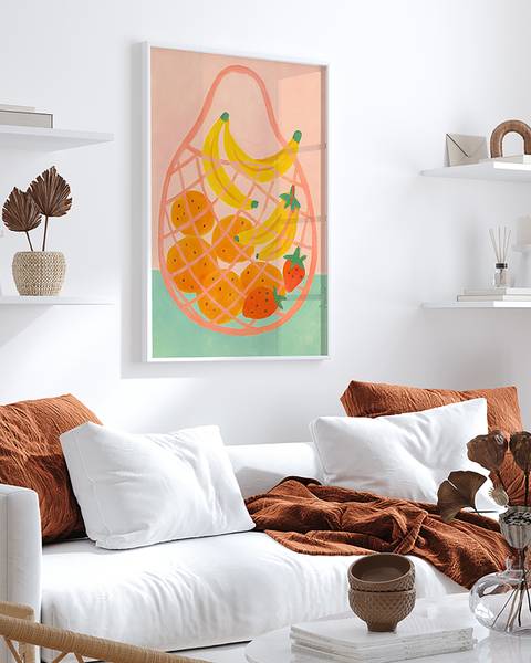 Tableau déco Market Day Hêtre massif - Verre acrylique - 63 x 83 cm