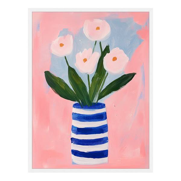 Tableau déco Pink Flowers Hêtre massif - Verre acrylique - 63 x 83 cm