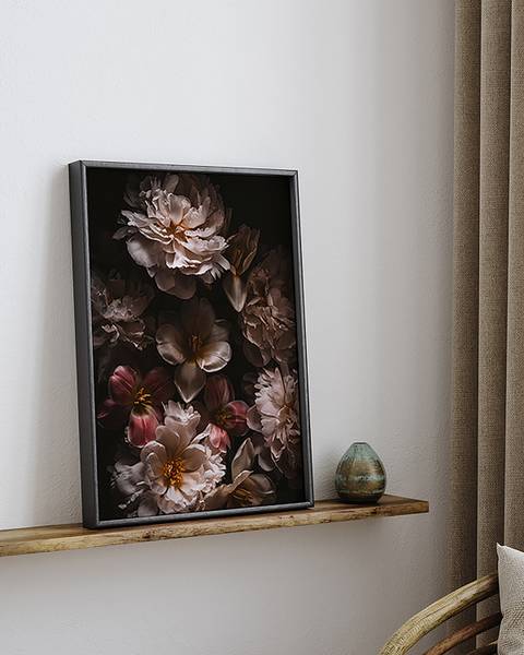 Tableau déco Baroque Flowers Hêtre massif - Verre acrylique - 33 x 43 cm