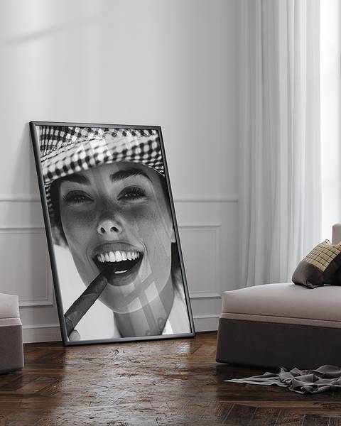 Quadro Smoking a Cigar Faggio massello - Vetro acrilico - 73 x 93 cm