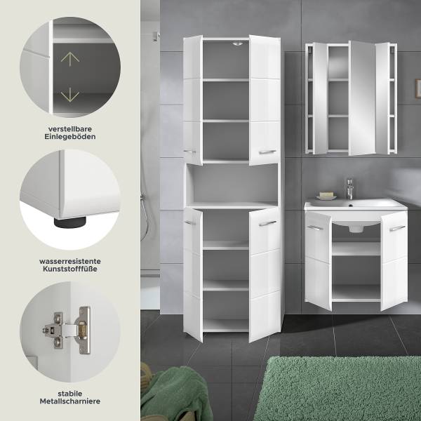 Badset Amethian 3-teilig Kombi J Hochglanz Weiß