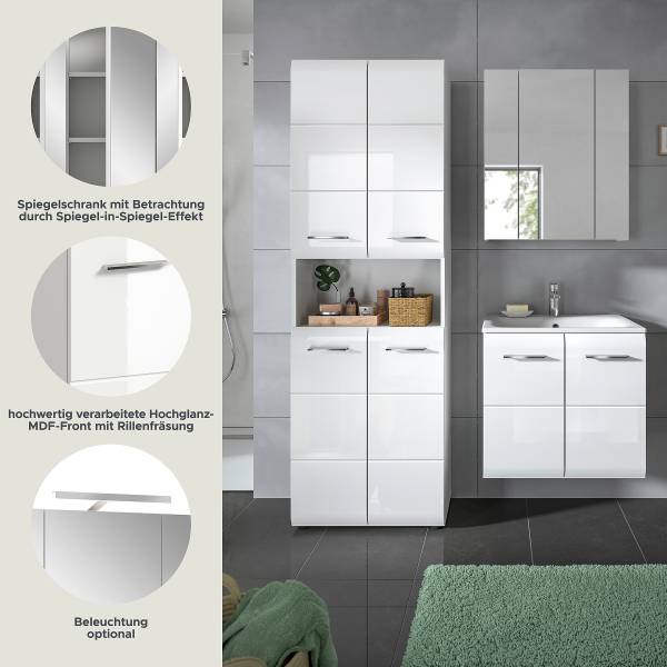 Badset Amethian 3-teilig Kombi J Hochglanz Weiß