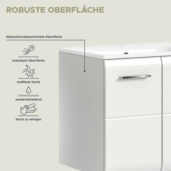 Badset Amethian 2-teilig Kombi C Hochglanz Weiß