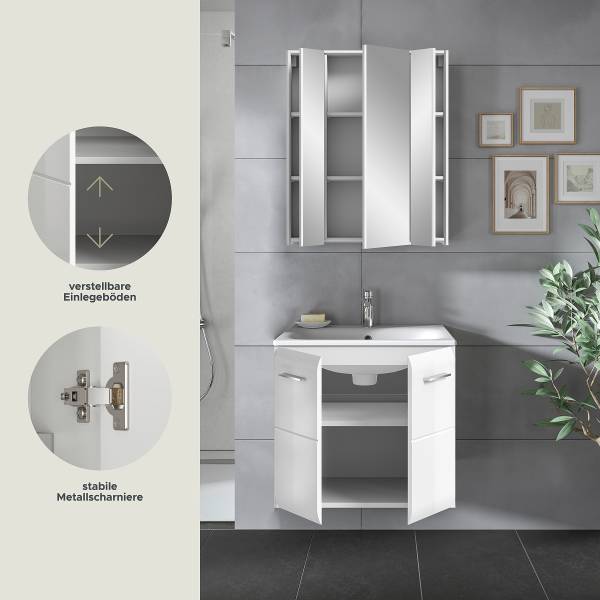 Badset Amethian 2-teilig Kombi C Hochglanz Weiß