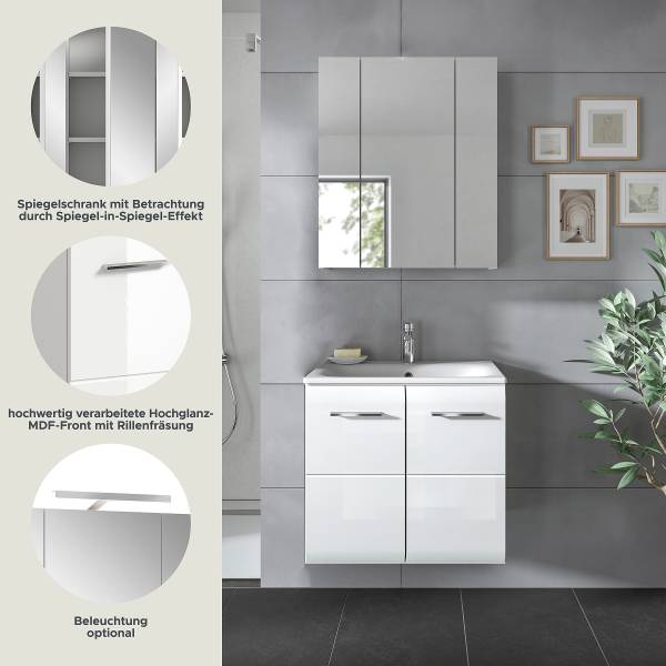 Badset Amethian 2-teilig Kombi C Hochglanz Weiß