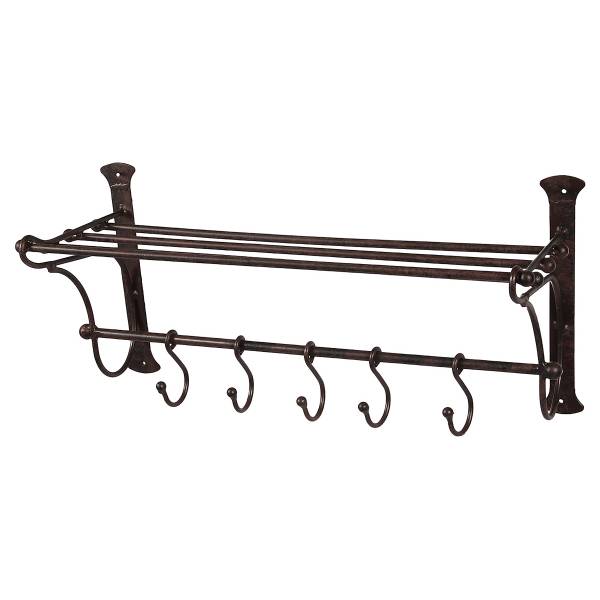 Garderobe Mehak mit Haken Eisen - Braun