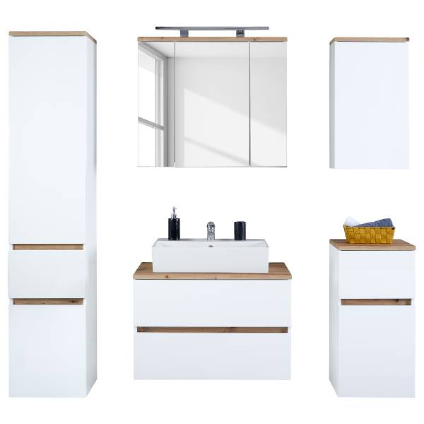 Badset Padosa 5-teilig Waschtisch 80 cm Holzwerkstoff - 160 x 182 x 47 cm