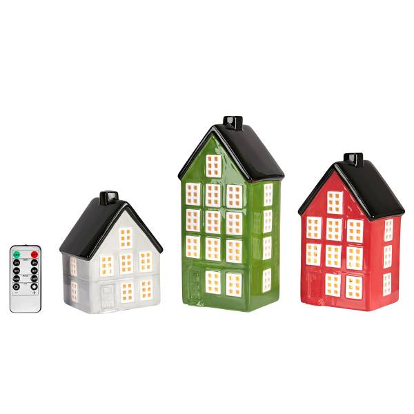 Dekoartikel Portree Keramik - Weiß / Grün / Rot