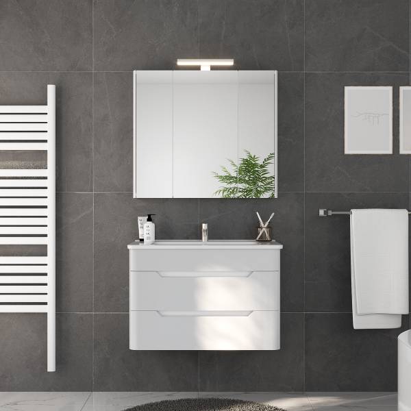 Badset Pajorok 2-teilig Weiß - Holzwerkstoff - 80 x 128 x 45 cm
