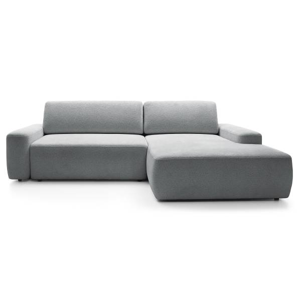Divano letto angolare Baleo Ciniglia Raica: argenteo - Longchair preimpostata a destra