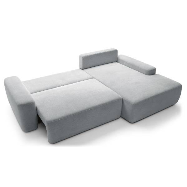 Divano letto angolare Baleo Ciniglia Raica: argenteo - Longchair preimpostata a destra