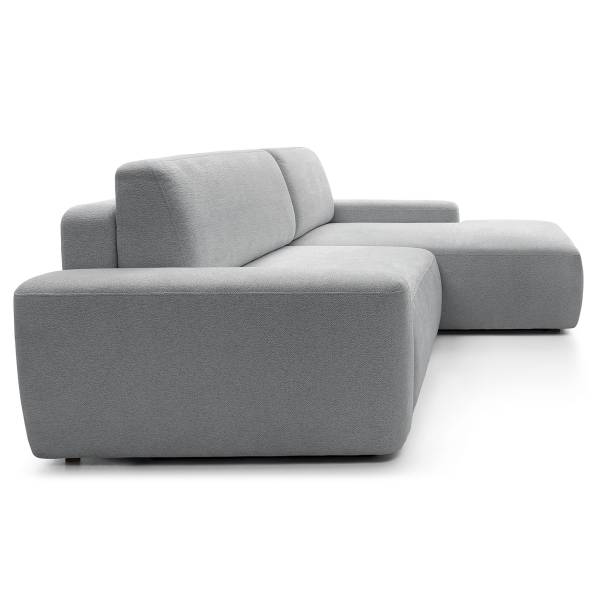 Divano letto angolare Baleo Ciniglia Raica: argenteo - Longchair preimpostata a destra