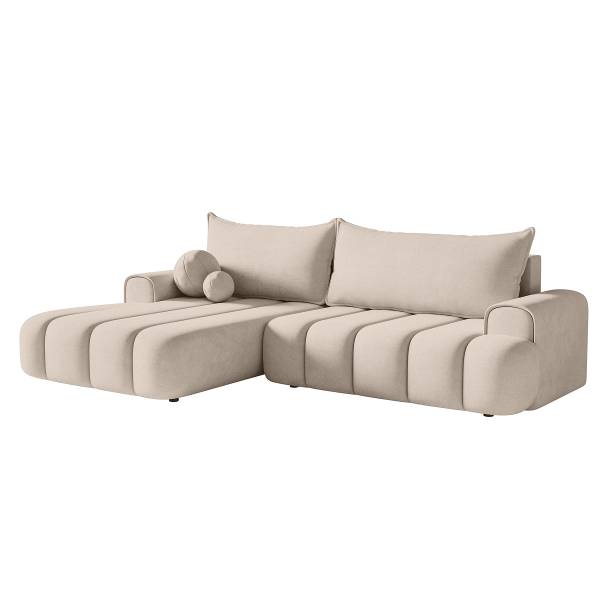 Divano letto angolare Dandelino Bianco crema - Longchair preimpostata a sinistra