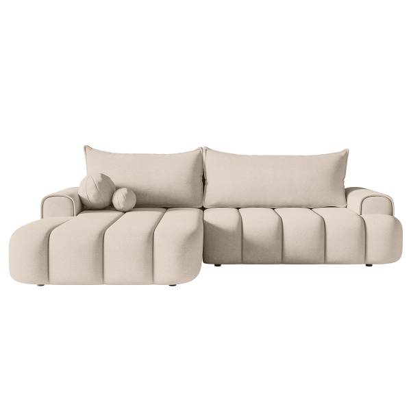 Divano letto angolare Dandelino Bianco crema - Longchair preimpostata a sinistra