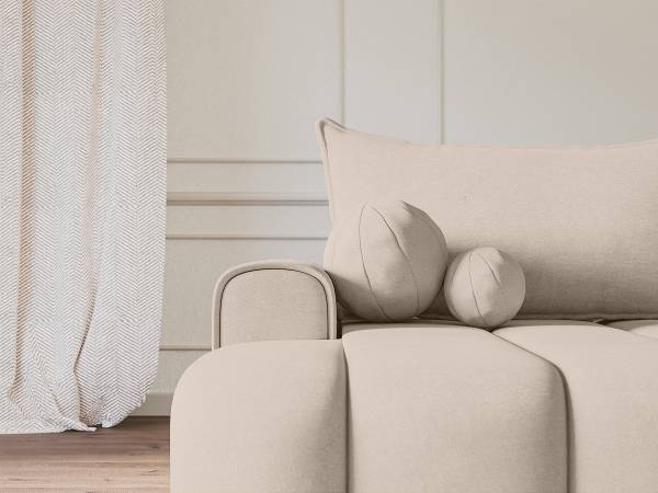 Divano letto angolare Dandelino Bianco crema - Longchair preimpostata a sinistra