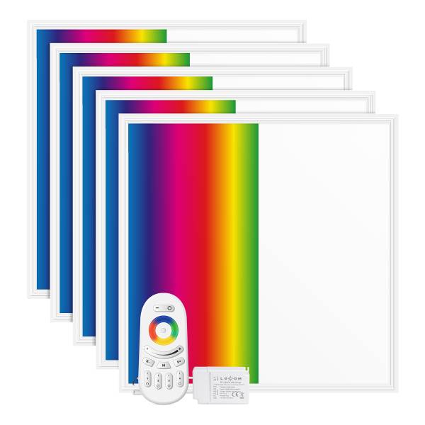 Set 5 pannelli a LED Lecom 10637 62x62 Vetro fumé / Alluminio - 1 punto luce