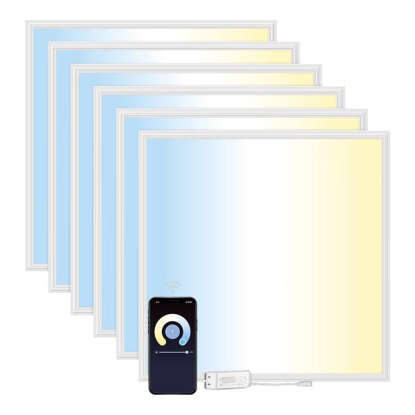 LED-Panel Lecom 11337 62x62 6er-Set Polypropylen / Aluminium - 1-flammig