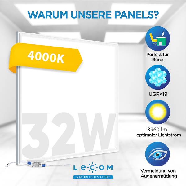 Set 3 pannelli a LED Lecom 12495 62x62 Vetro fumé / Alluminio - 1 punto luce
