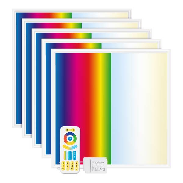 Set 5 pannelli a LED Lecom 12464 62x62 Vetro fumé / Alluminio - 1 punto luce